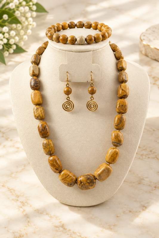 Jasper Stone Necklace Set