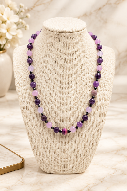 Mixed Purple Natural Stone Necklace