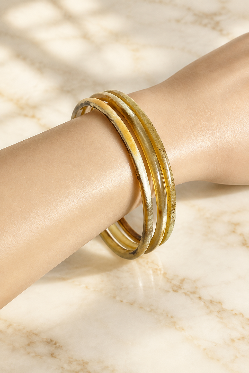 Natural Buffalo Horn Bangle Set