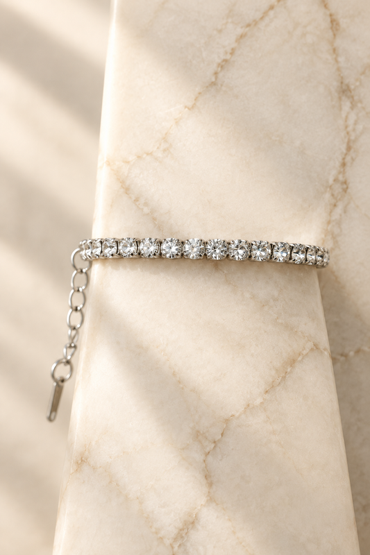 Silver Crystal Tennis Bracelet