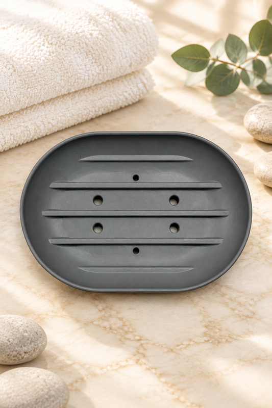 Soap Saver Dish with a matching cream-marble spa background